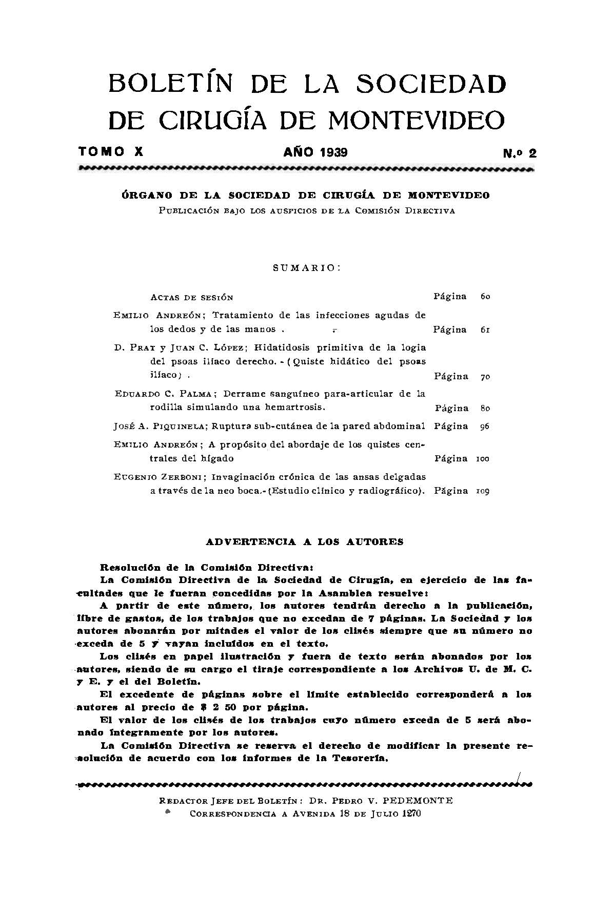 					View Vol. 10 No. 2 (1939): Revista Cirugía del Uruguay
				