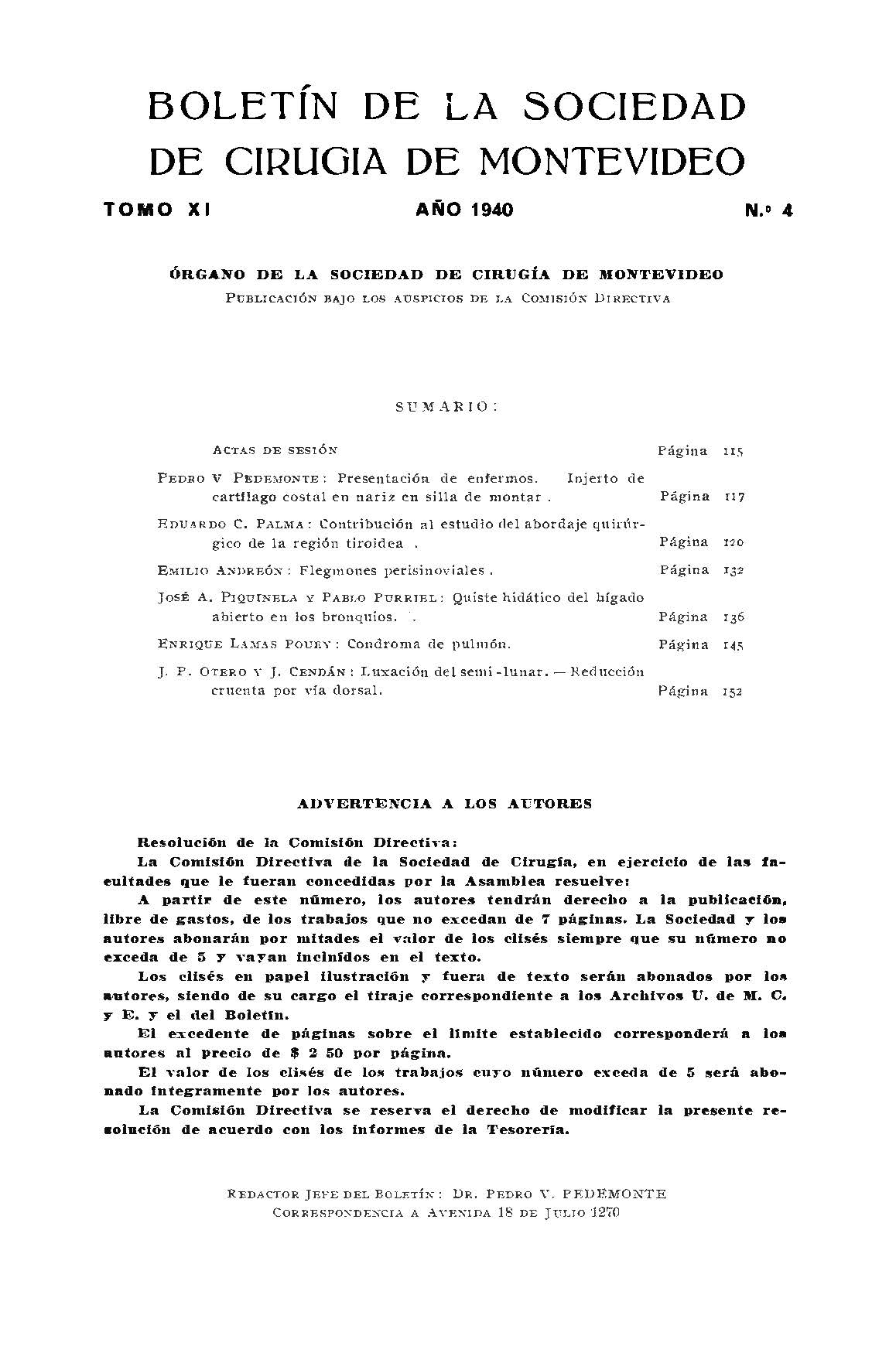 					View Vol. 11 No. 4 (1940): Revista Cirugía del Uruguay
				