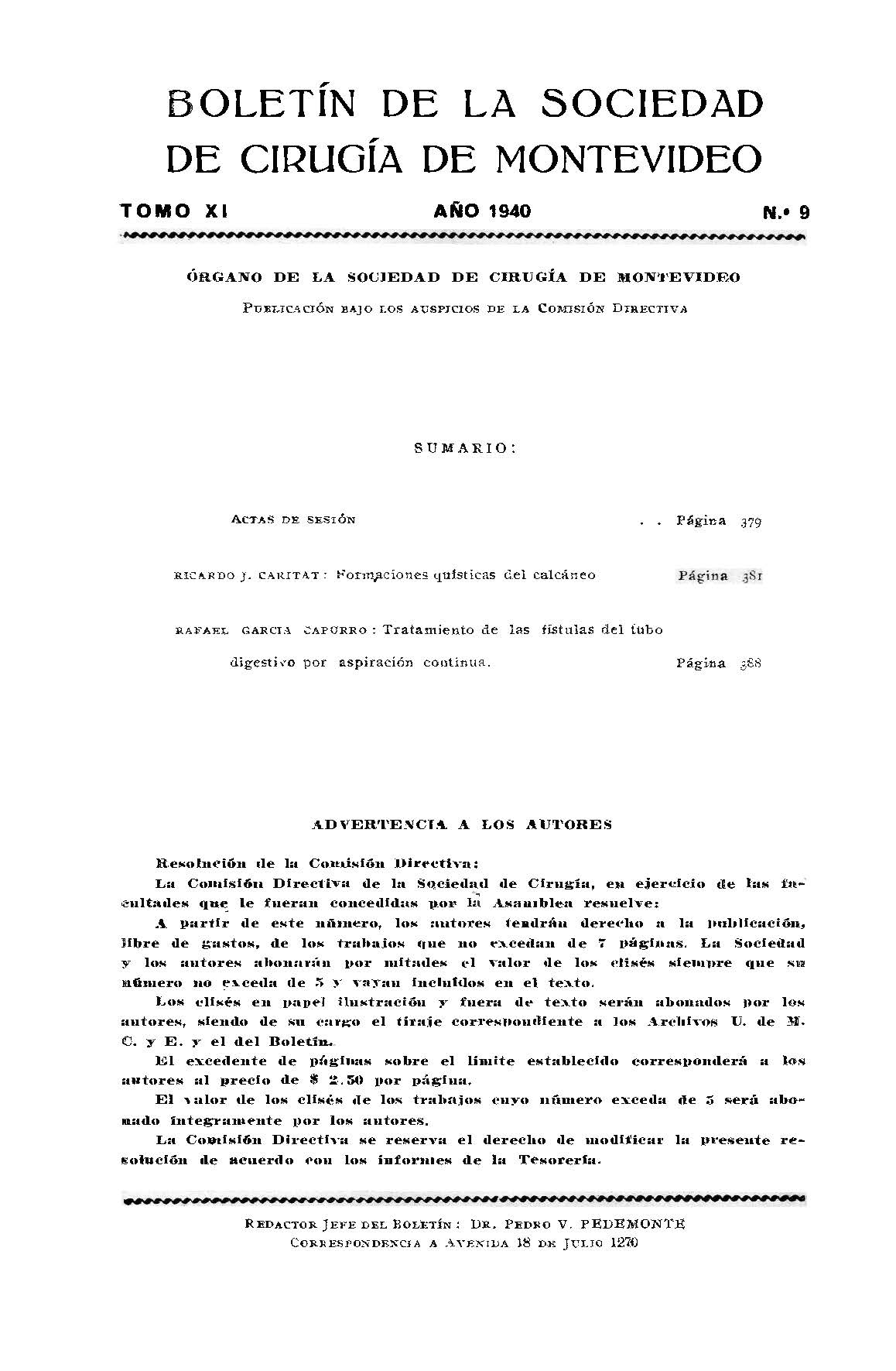 					View Vol. 11 No. 9 (1940): Boletín de la Sociedad de Cirugía de Montevideo
				