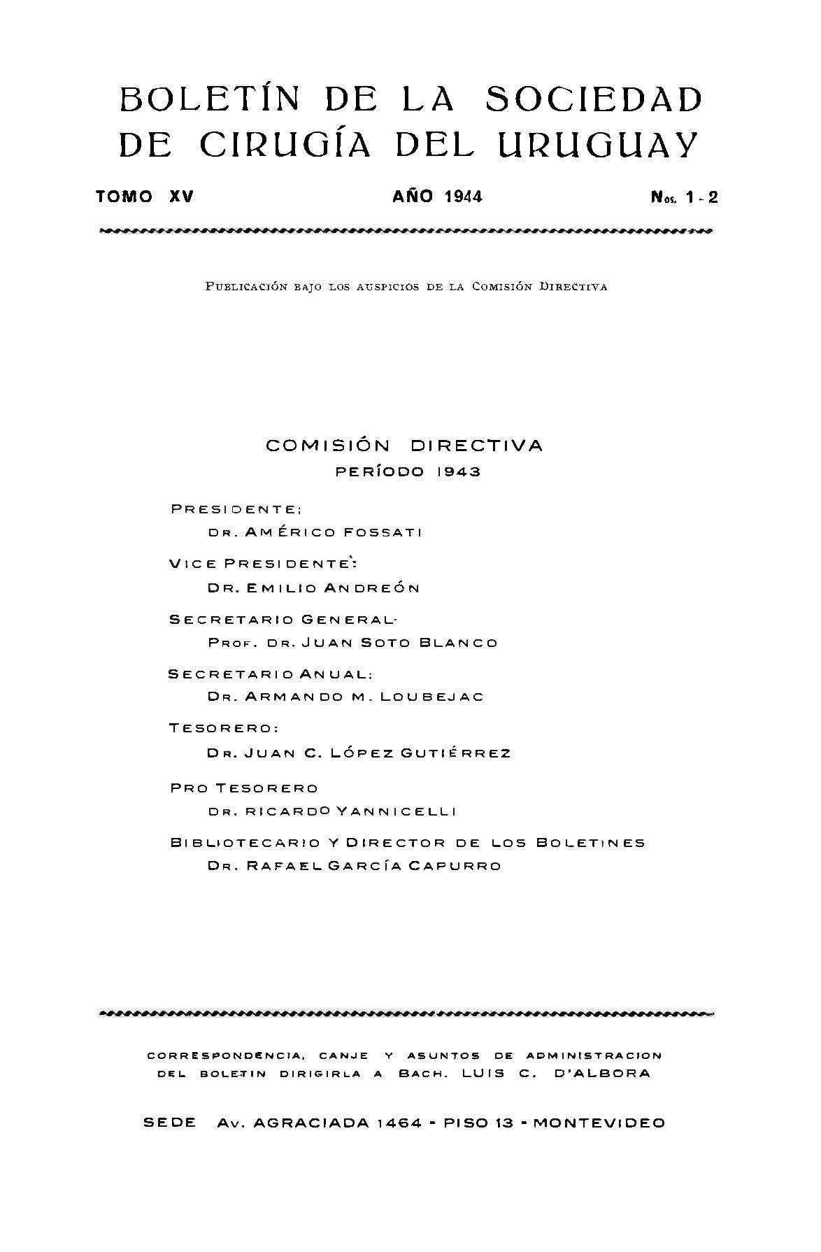 					Visualizar v. 15 n. 1-2 (1944): Boletín de la Sociedad de Cirugía del Uruguay
				
