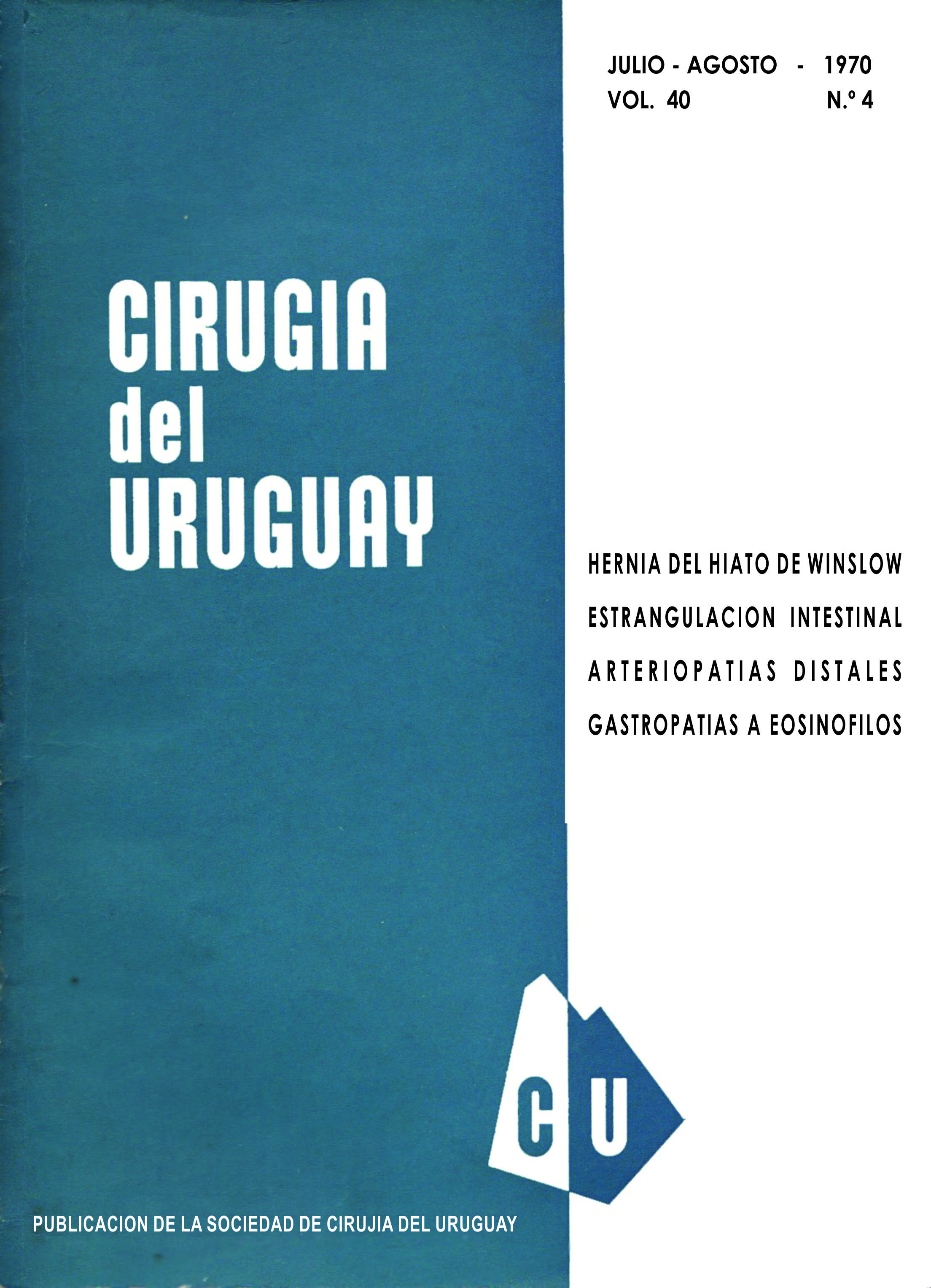 					View Vol. 40 No. 4 (1970): Cirugía del Uruguay
				