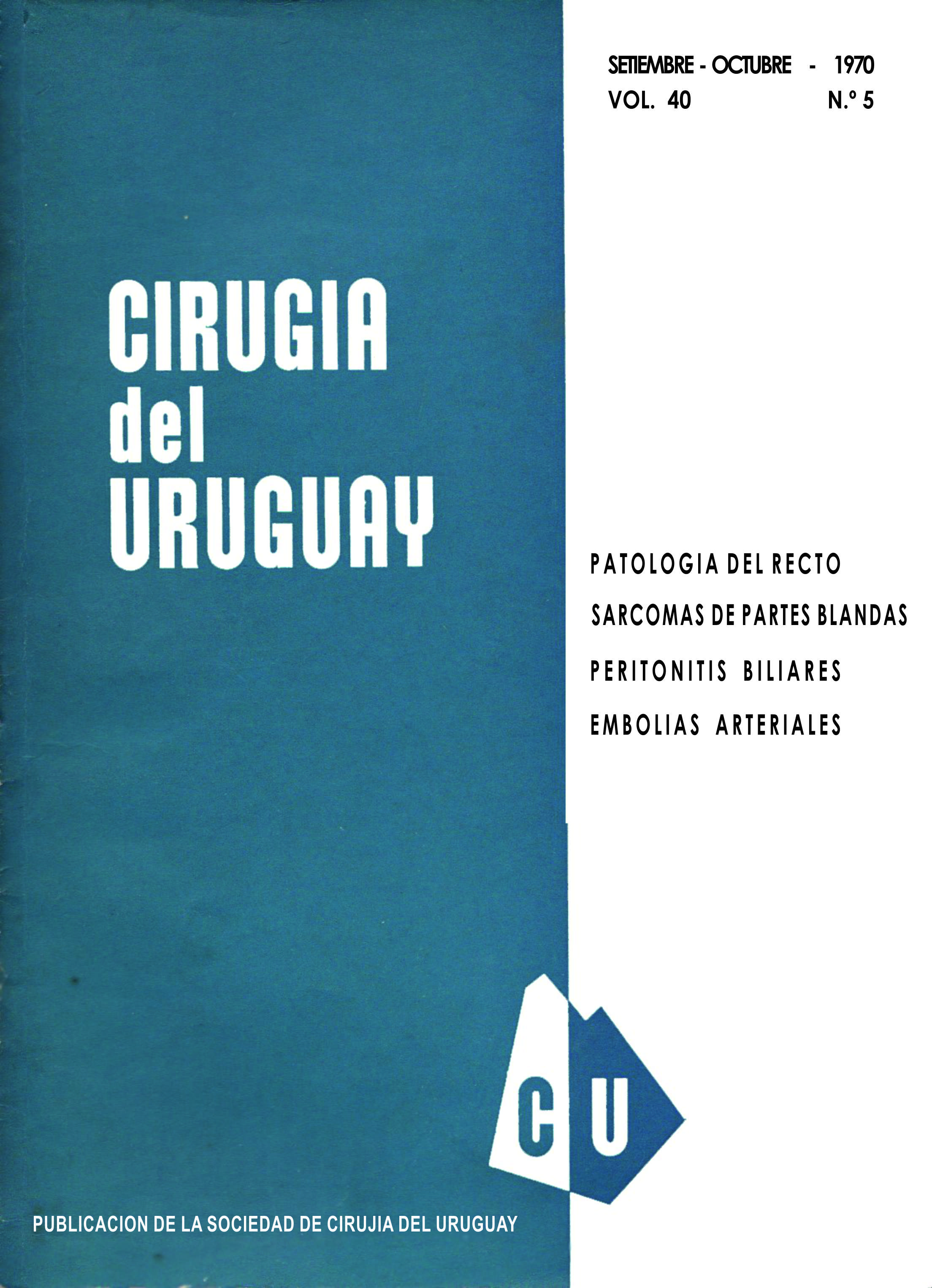 					View Vol. 40 No. 5 (1970): Cirugía del Uruguay
				