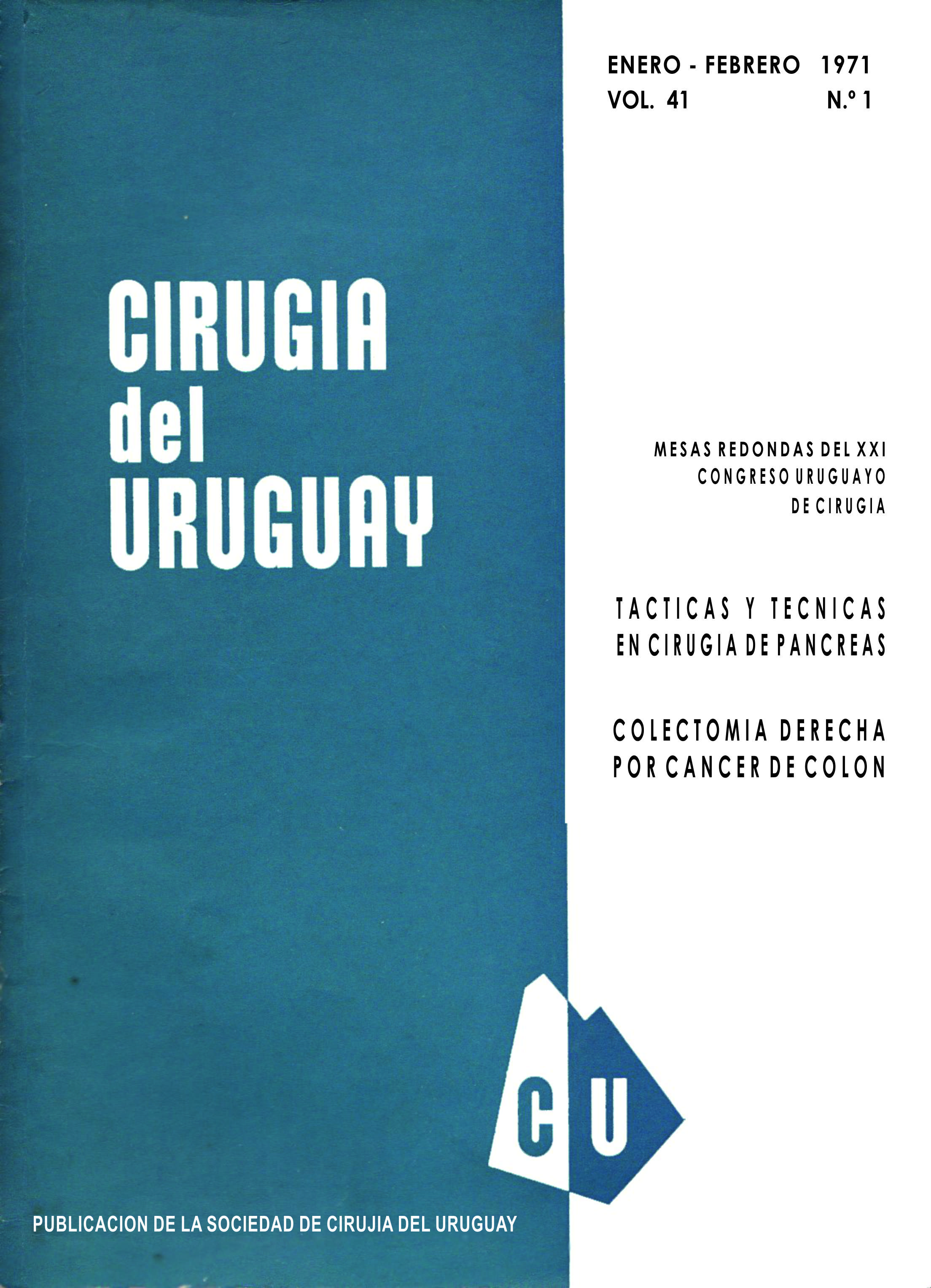 					View Vol. 41 No. 1 (1971): Cirugía del Uruguay
				