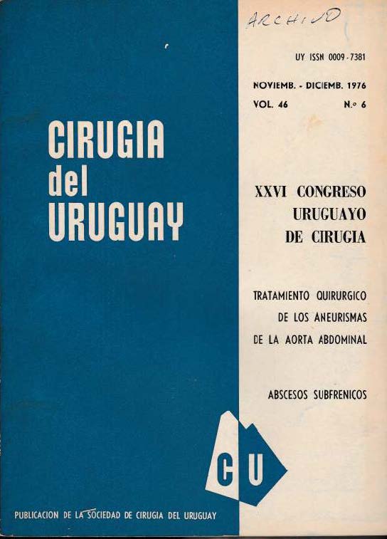					View Vol. 46 No. 6 (1976): Cirugía del Uruguay
				