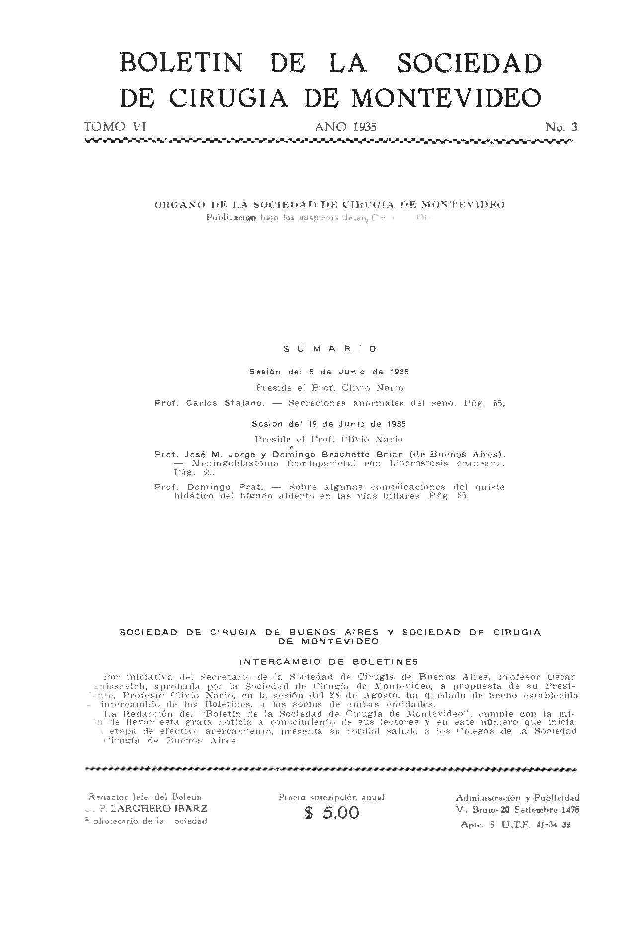 					View Vol. 6 No. 3 (1935): Revista Cirugía del Uruguay
				