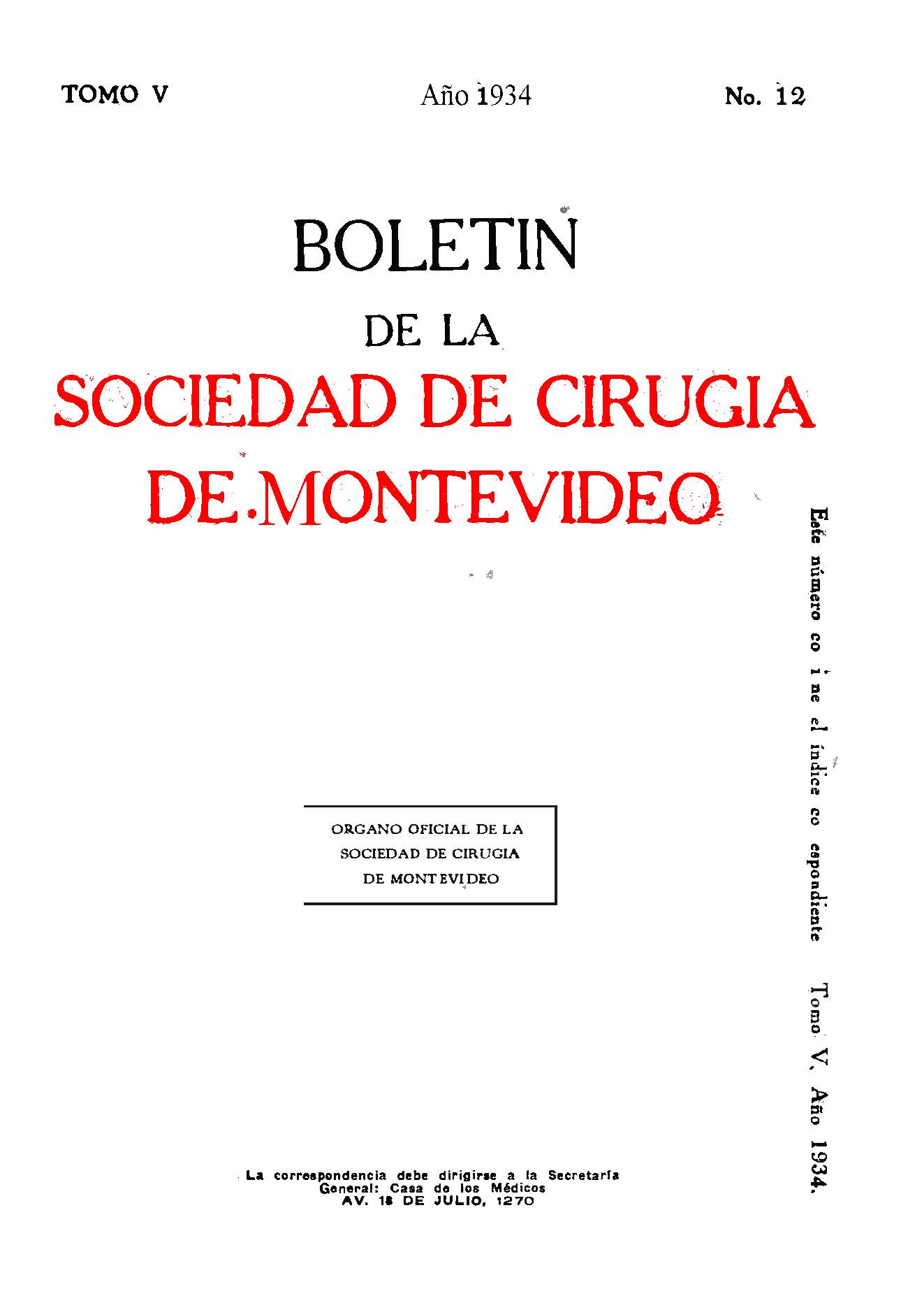 					View Vol. 5 No. 12 (1934): Revista Cirugía del Uruguay
				
