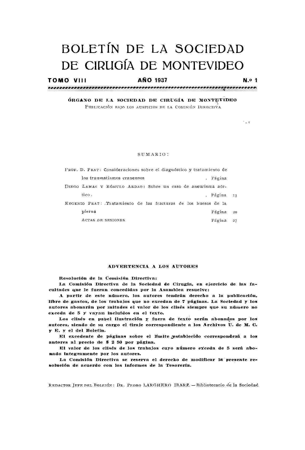 					View Vol. 8 No. 1 (1937): Revista Cirugía del Uruguay
				