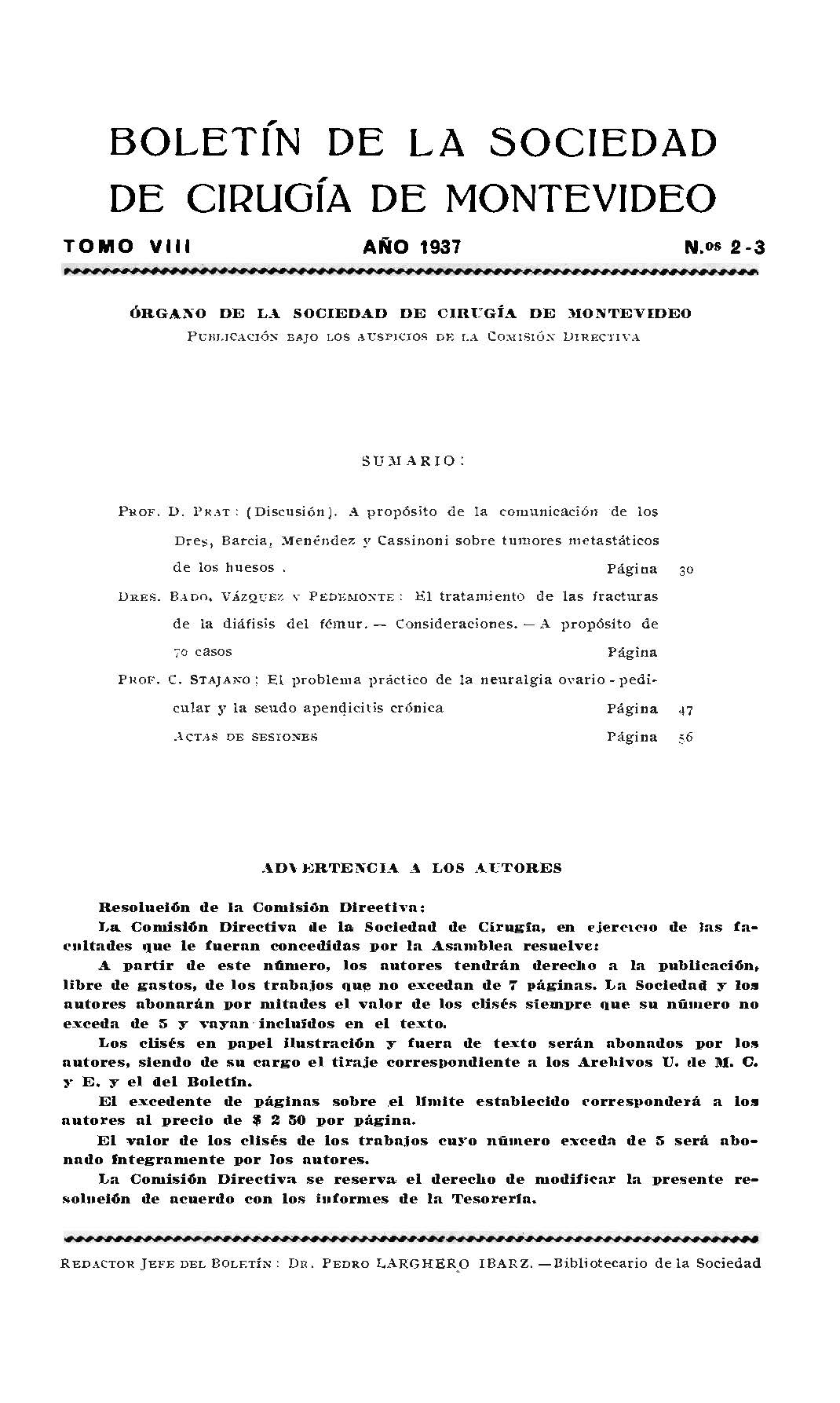 					View Vol. 8 No. 2-3 (1937): Revista Cirugía del Uruguay
				