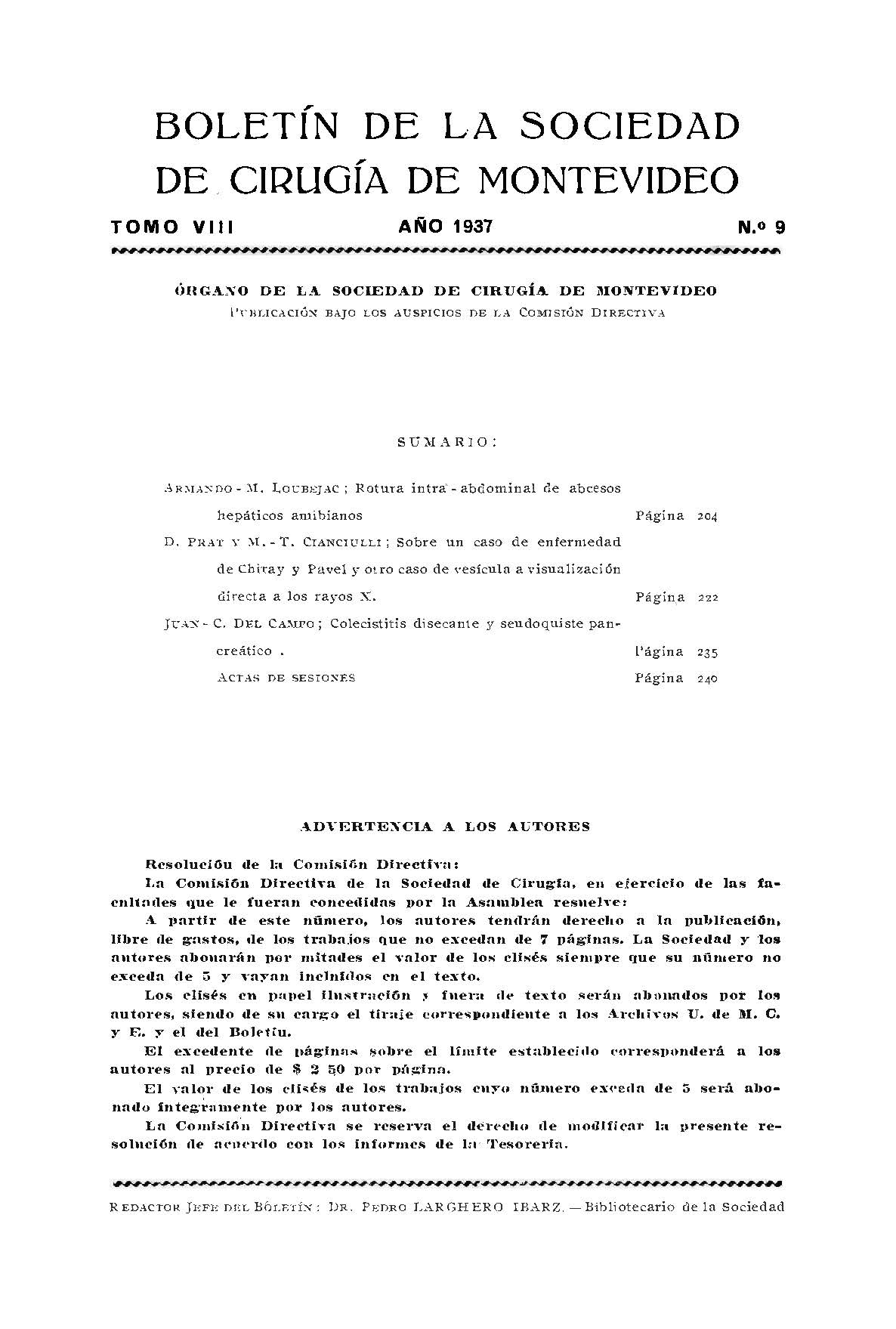 					View Vol. 8 No. 9 (1937): Revista Cirugía del Uruguay
				