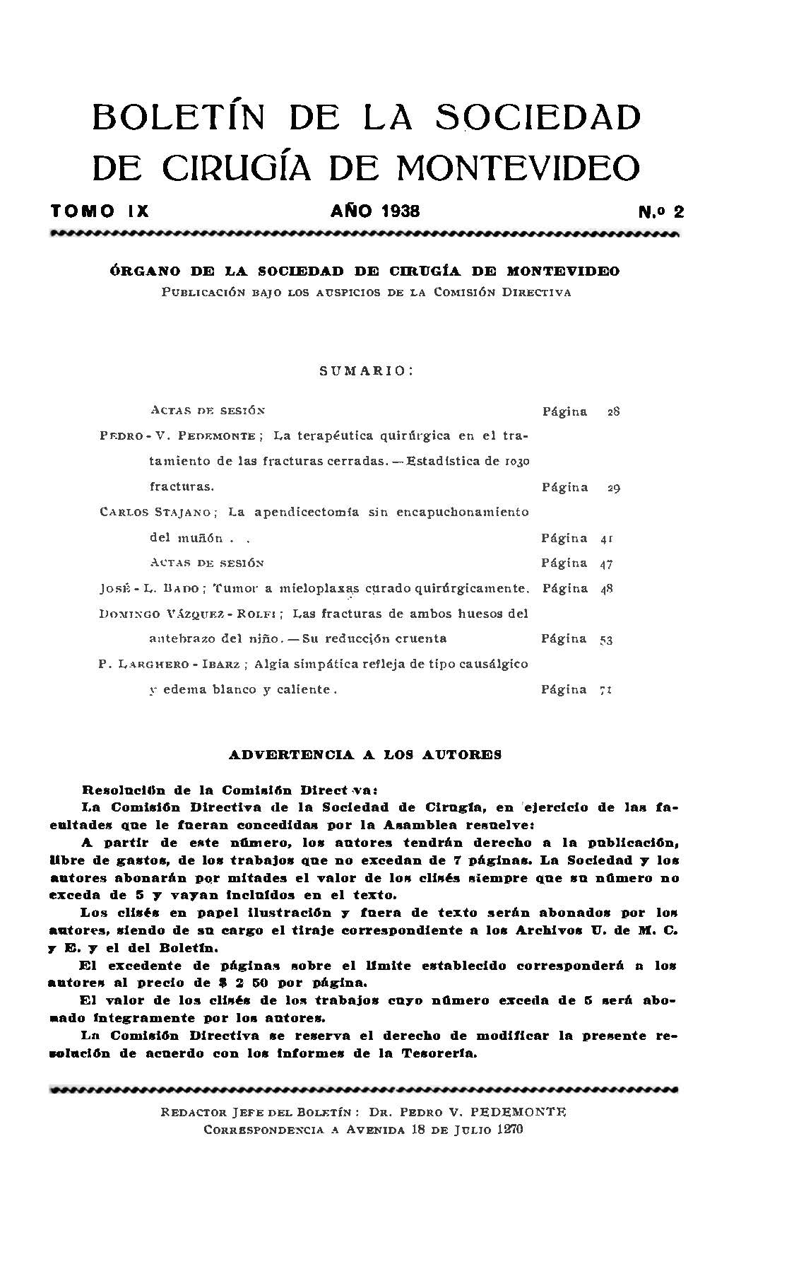					View Vol. 9 No. 2 (1938): Revista Cirugía del Uruguay
				